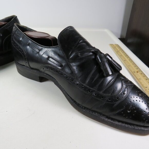 VTG Men\'s Stafford Leather Black Shoes 8(D) Slip-on Loafer Tassels